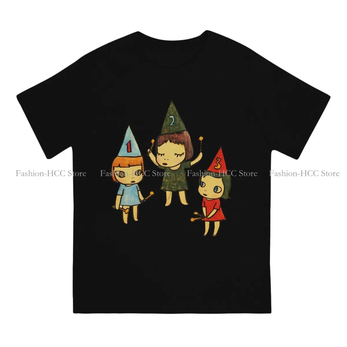 Three Little Girl O Neck TShirt Yoshitomo Nara Fabric Classic T Shirt Men Tops Fashion