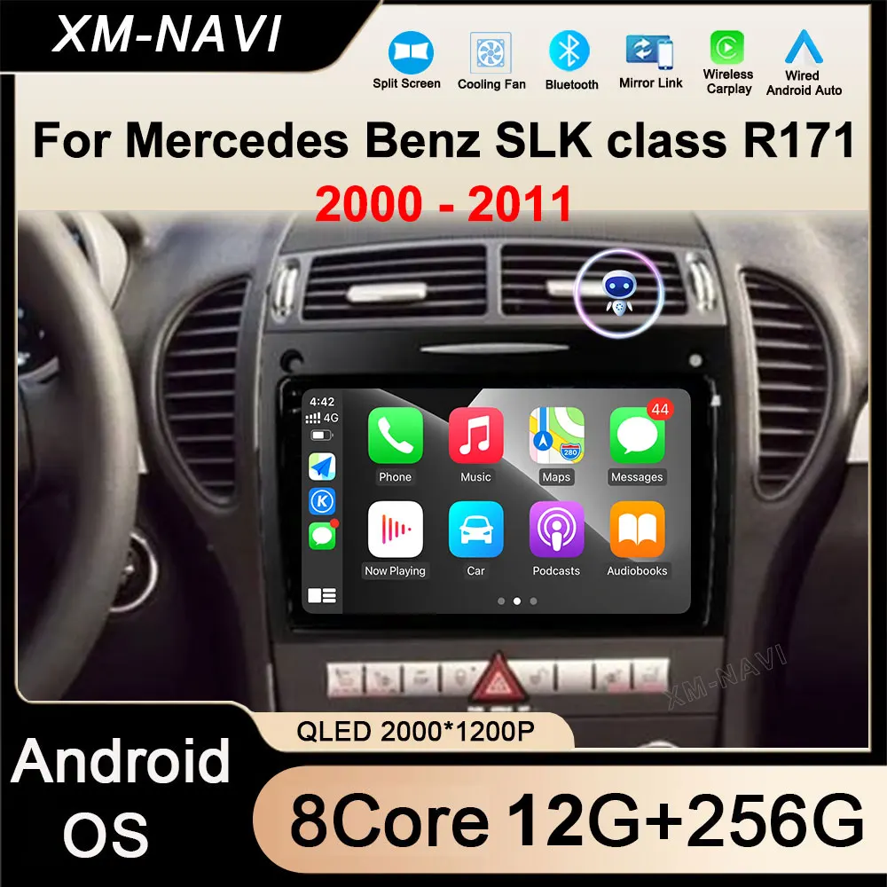 

Автомагнитола Android 16 для Mercedes Benz SLK класса R171 SLK200 SLK280 SLK300 2000-2011, мультимедийный плеер с Carplay, навигацией и GPS