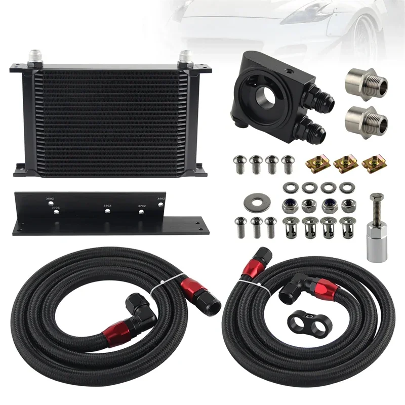 AN10 25 Row Oil Cooler Kit W/Filter Thermostat Fits for Fairlady 350Z Z33 03-08 3.5L/370Z Z34 09-17 3.7L V6 Engine