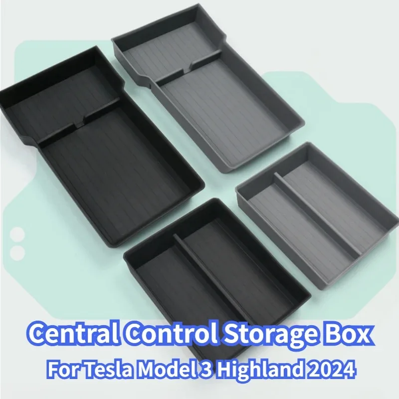 For Tesla Model 3+ Central Control Storage Box Storage Armrest Box Updated Version New Model 3 Highland 2024 Car Accessories