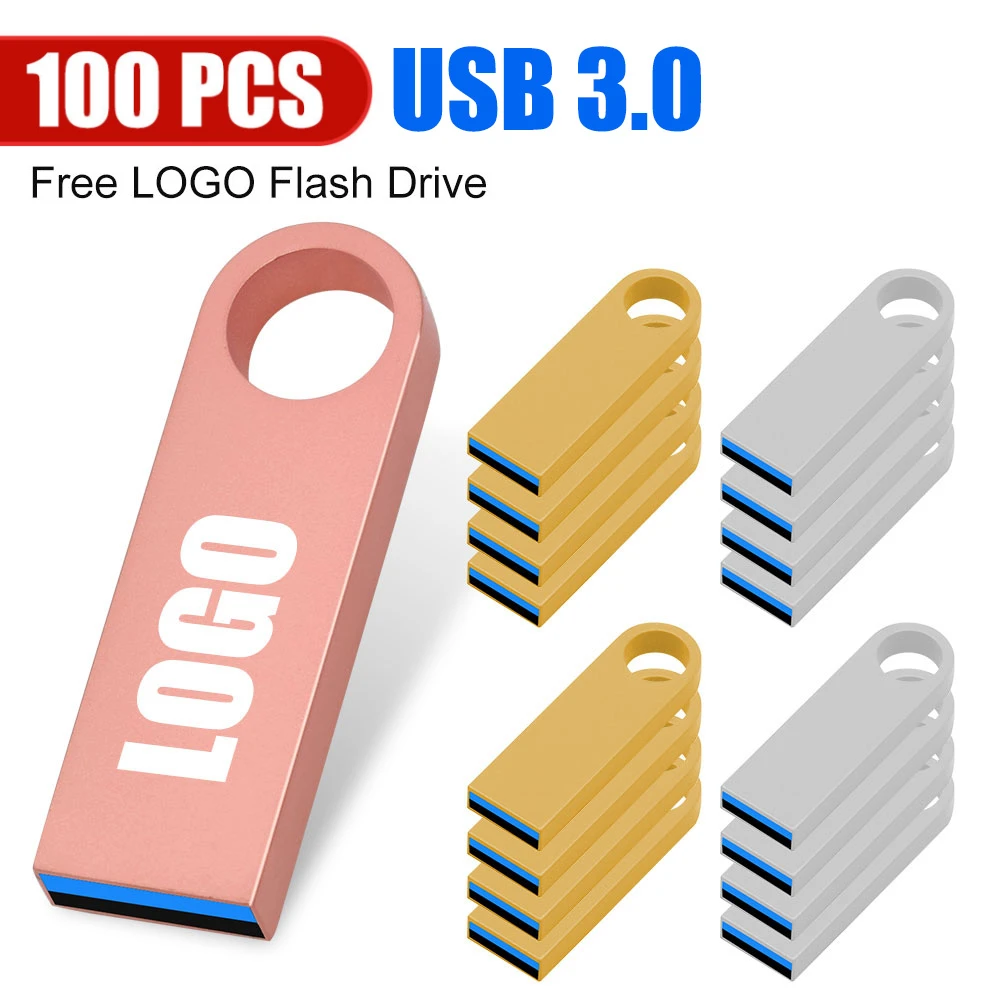 

100 шт./лот, бесплатный логотип, USB3.0, флэш-накопители, 128 ГБ, 64 ГБ, флешка, USB-накопитель, 64 ГБ, 32 ГБ, 16 ГБ, металлическая высокоскоростная карта памяти