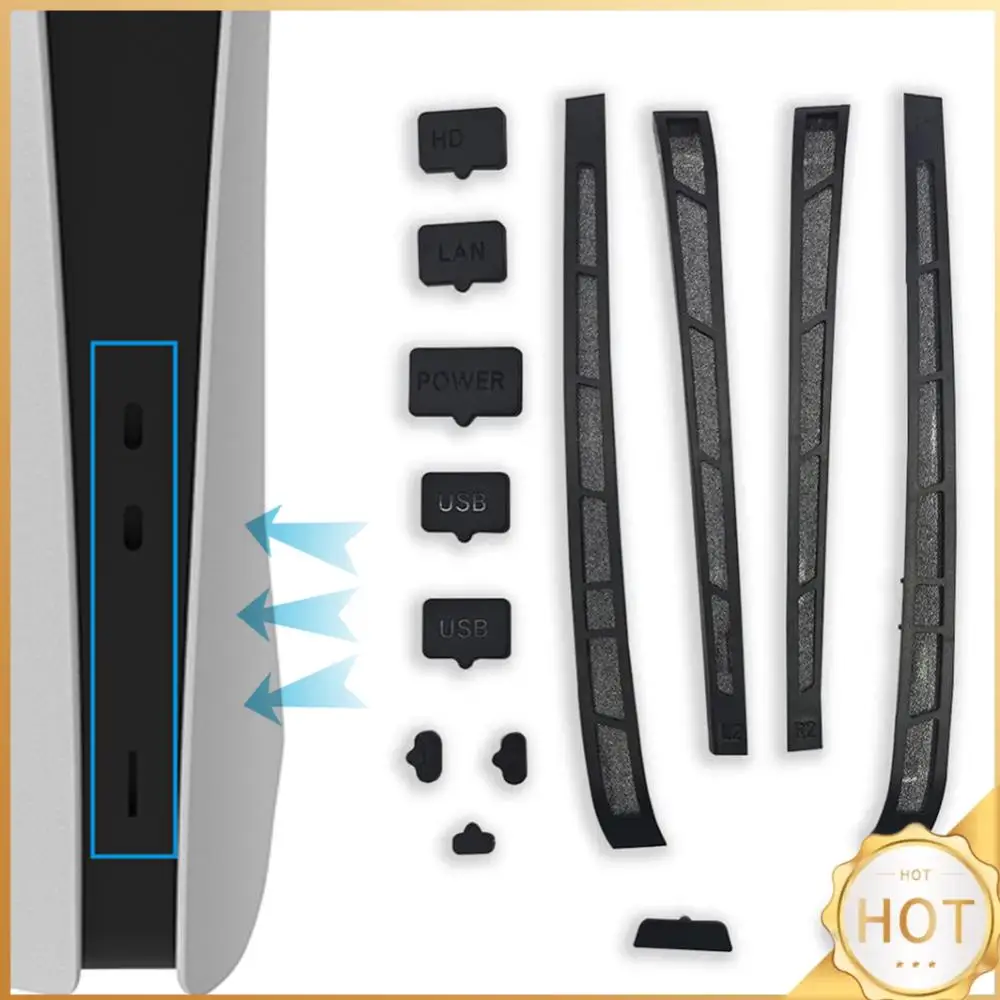 

12 in 1 Silicone Anti-dust Cover Dust Protector for PS5 Slim for Playstation 5 Slim Console Accessories Pack