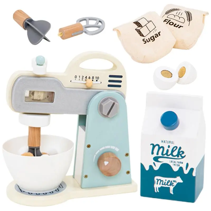 

Blender Toy Food Mixer Accessories Wooden Kitchen Playset Accessories Pretend Play Toys For Toddler Girls Boys Baby Kids Aged