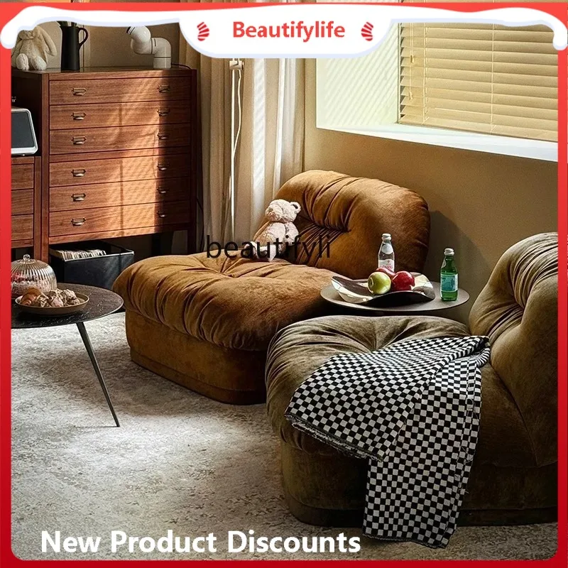 J185 Estilo Vintage Retro Bagel sofá individual silla de ocio perezosa para balcón sala de estar tela diseñador creativo