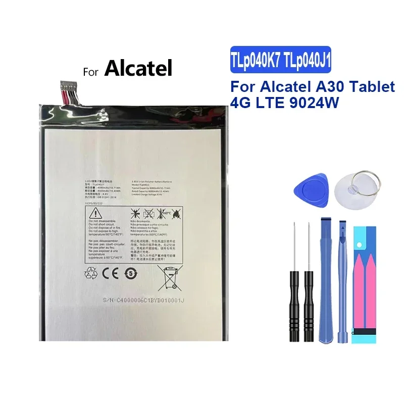 4080mAh Replacement Battery TLp040K7 TLp040J1 For Alcatel A30 Tablet 4G LTE 9024W 8.0