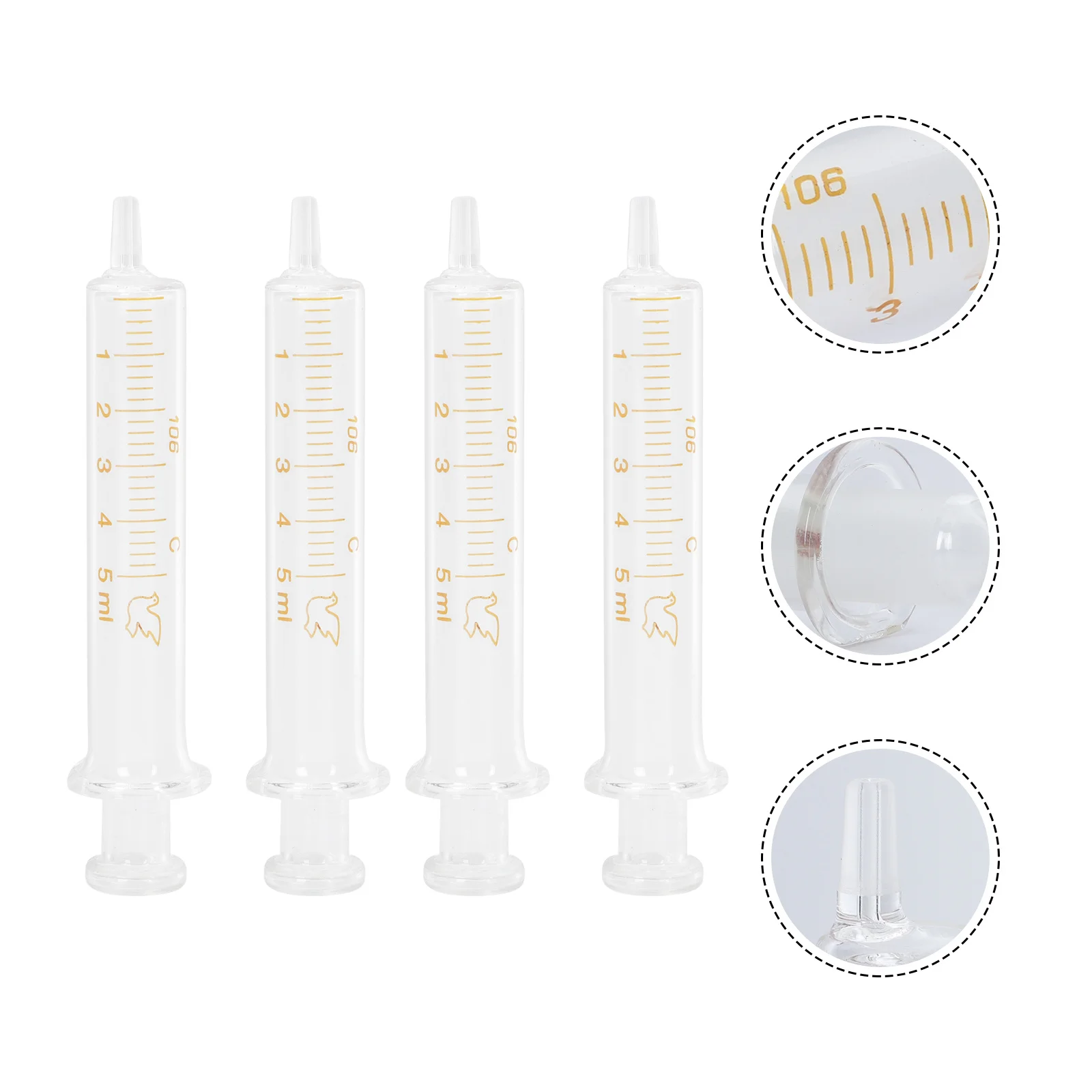 

4Pcs Glass Calibration Syringe Essential Oil Sub Packaging Tool 5ml Perfume DIY Filling Syringe Handy Use Essence DIY Push Tube