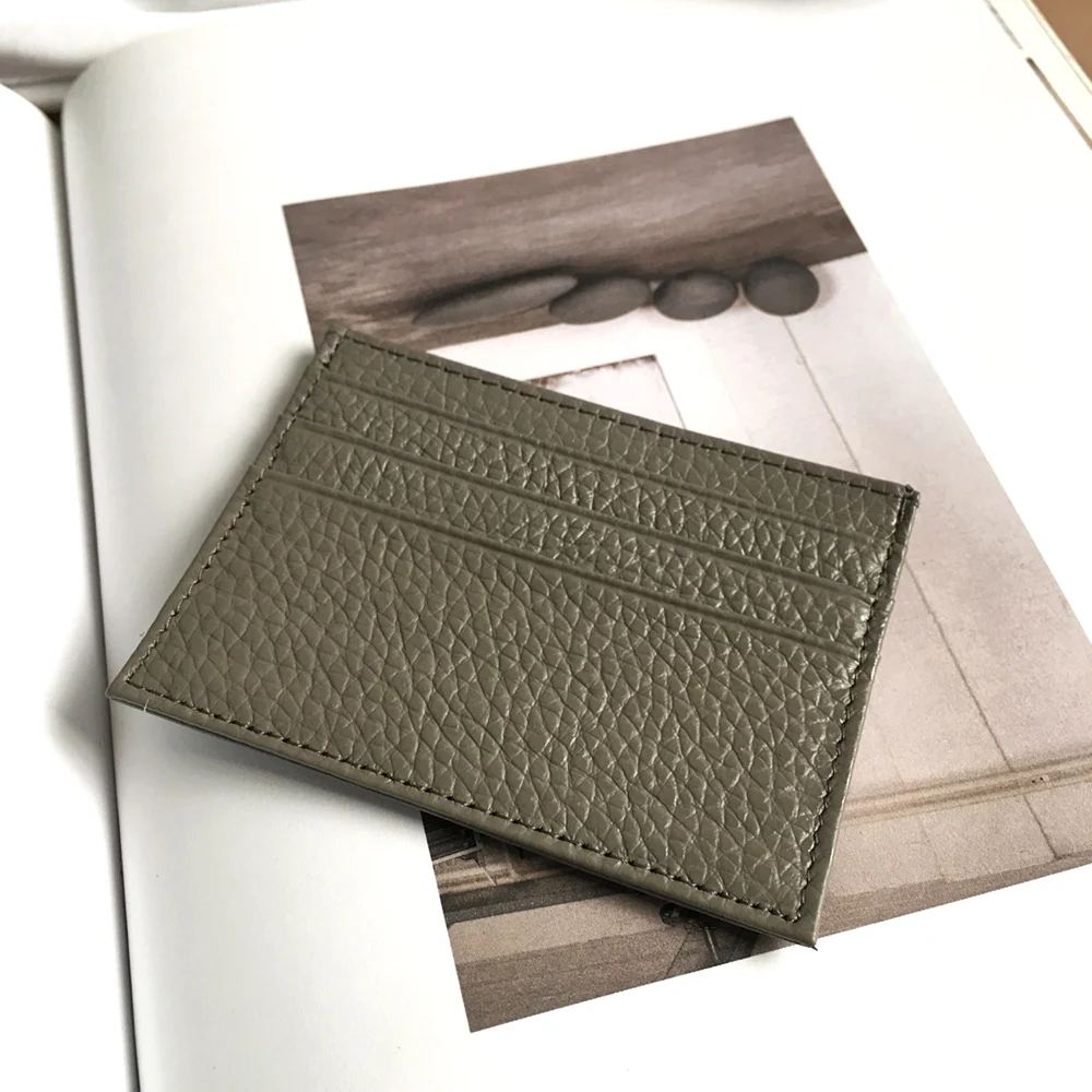 Porte-cartes en cuir véritable 100% personnalisé, cadeau d'anniversaire pour femmes et hommes, Mini portefeuille mince, pochette pour carte de crédit