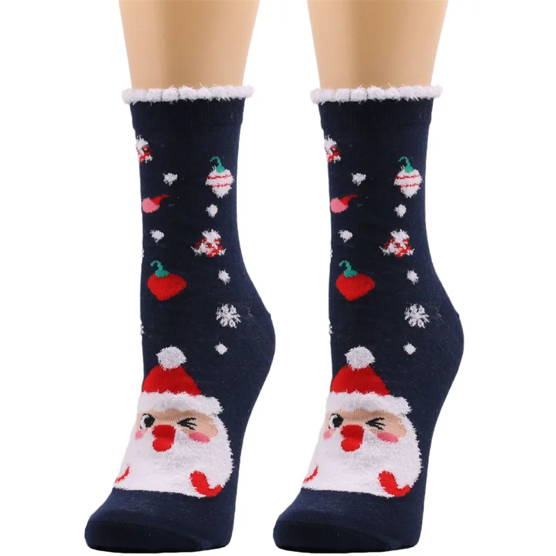 

New Arrival Mid Socks Christmas Socks Women's Autumn Winter Warm Cartoon Elk Stripes Christmas Socks