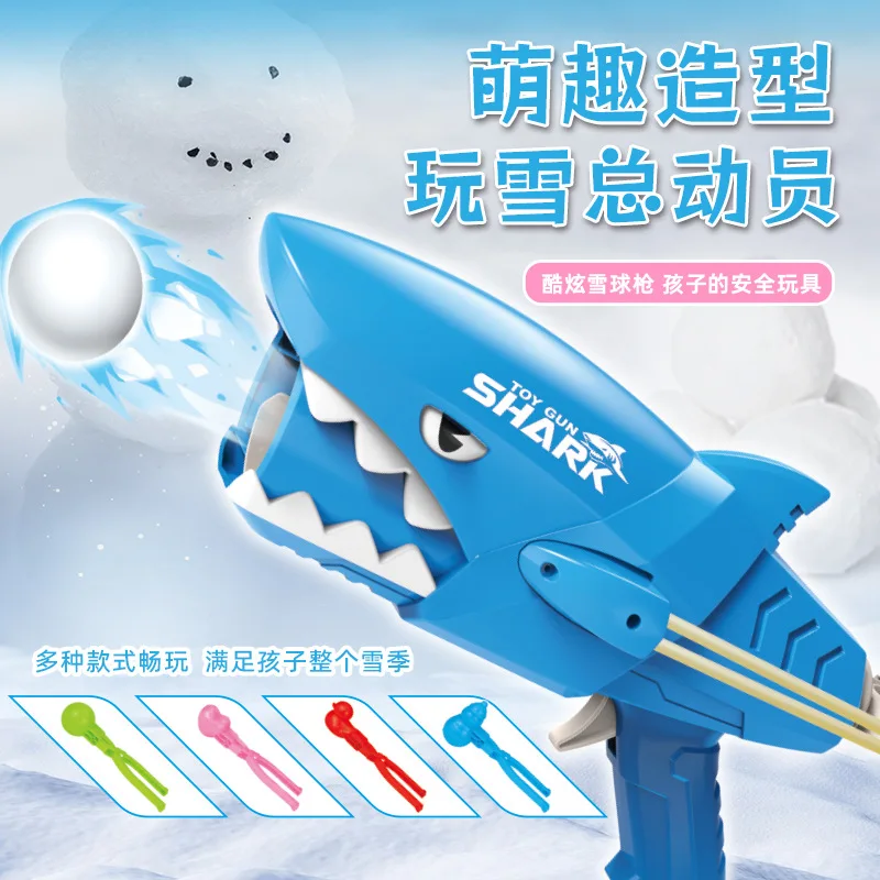 

New Shark Snowball Shooting Gun Outdoor Snow Mold Diy Sushi Mold Onigiri Mold Snowball Maker With Handle Winter Animal Snow Toys