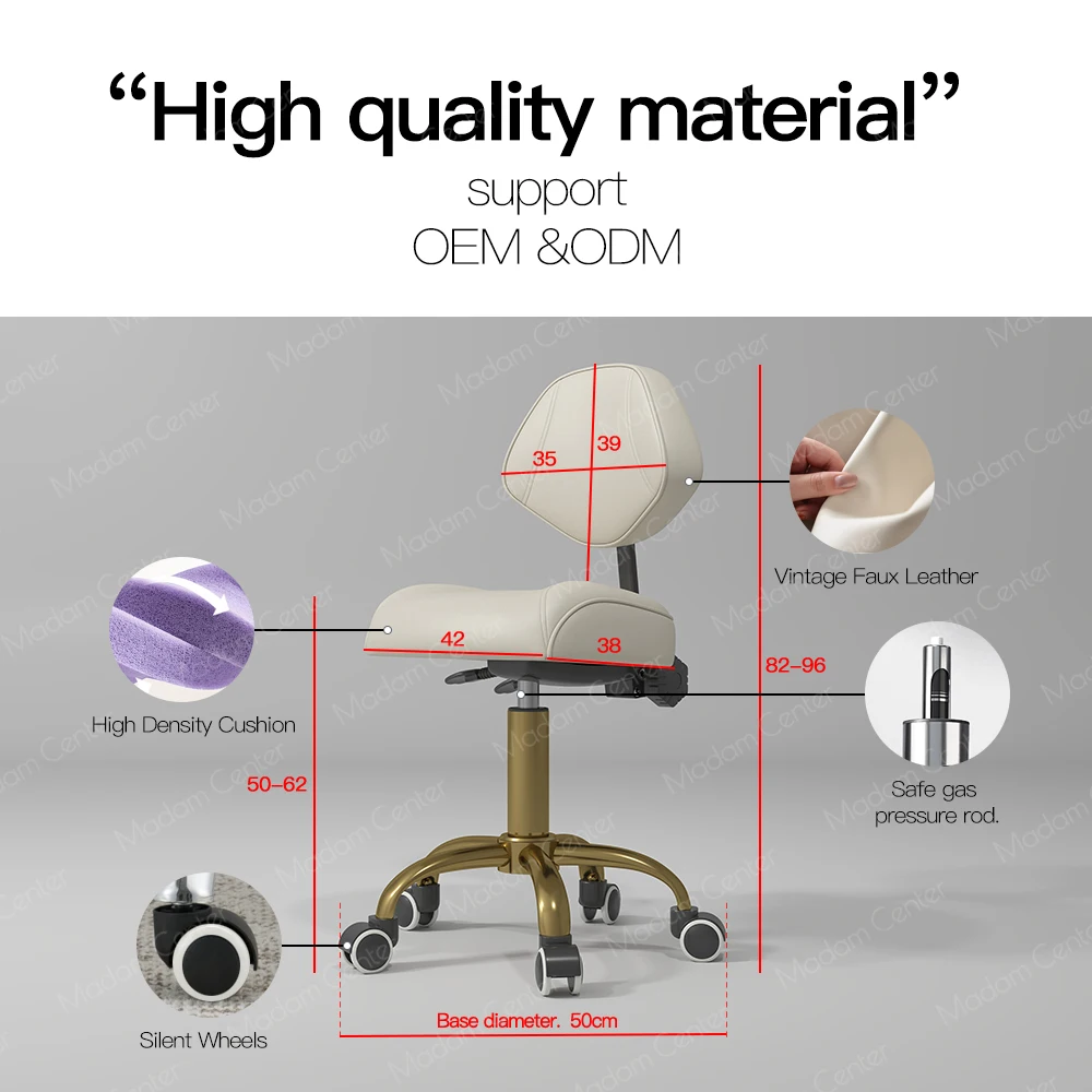 Madamcenter Modern Hair Salon Leather Barber Chair for Hair Stylist Cosmetics Technician Saddle Stool Hair Stylist Working Chair
