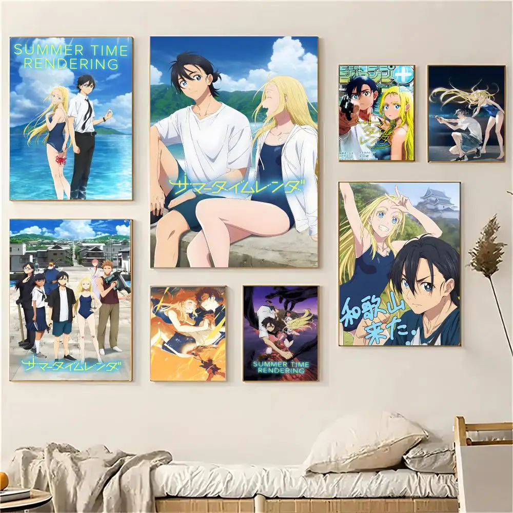 Summer Time Rendering Anime Mystery Poster Self-adhesive Decal Living Room Bedroom Party Bar Decor Moisture-proof Fade-resistant
