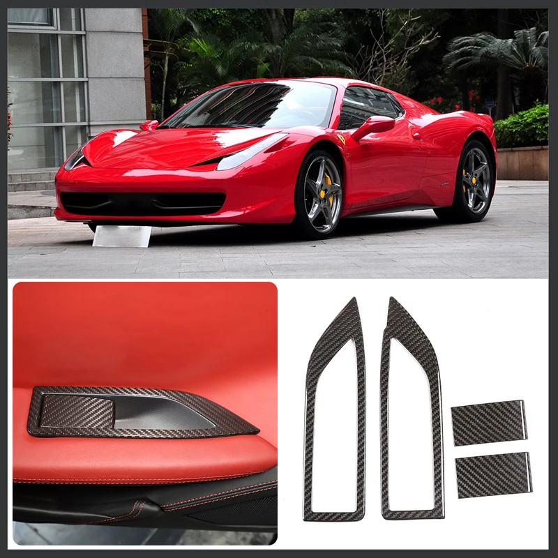 

For Ferrari 458 2011-2016 door handle frame Door handle decoration Interior modification Real carbon fiber 4pcs