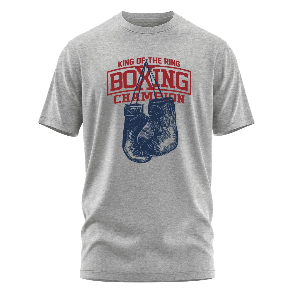 Vintage Boxing Champion Graphic T‑shirt Men King Of The Ring Boxing Gloves Print Casual O Neck Short Sleeve Sport Street Tee