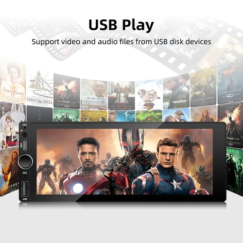 Imagen 2 del producto 1DIN 6,86 pulgadas Universal MP5 Radio de coche soporte inalámbrico Carplay Android AUTO AUX USB BT pantalla táctil reproductor de vídeo Multimedia