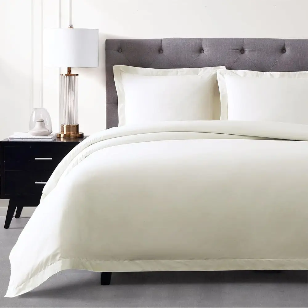100% Egyptian Cotton Duvet Cover Set - King Size, Bone Color