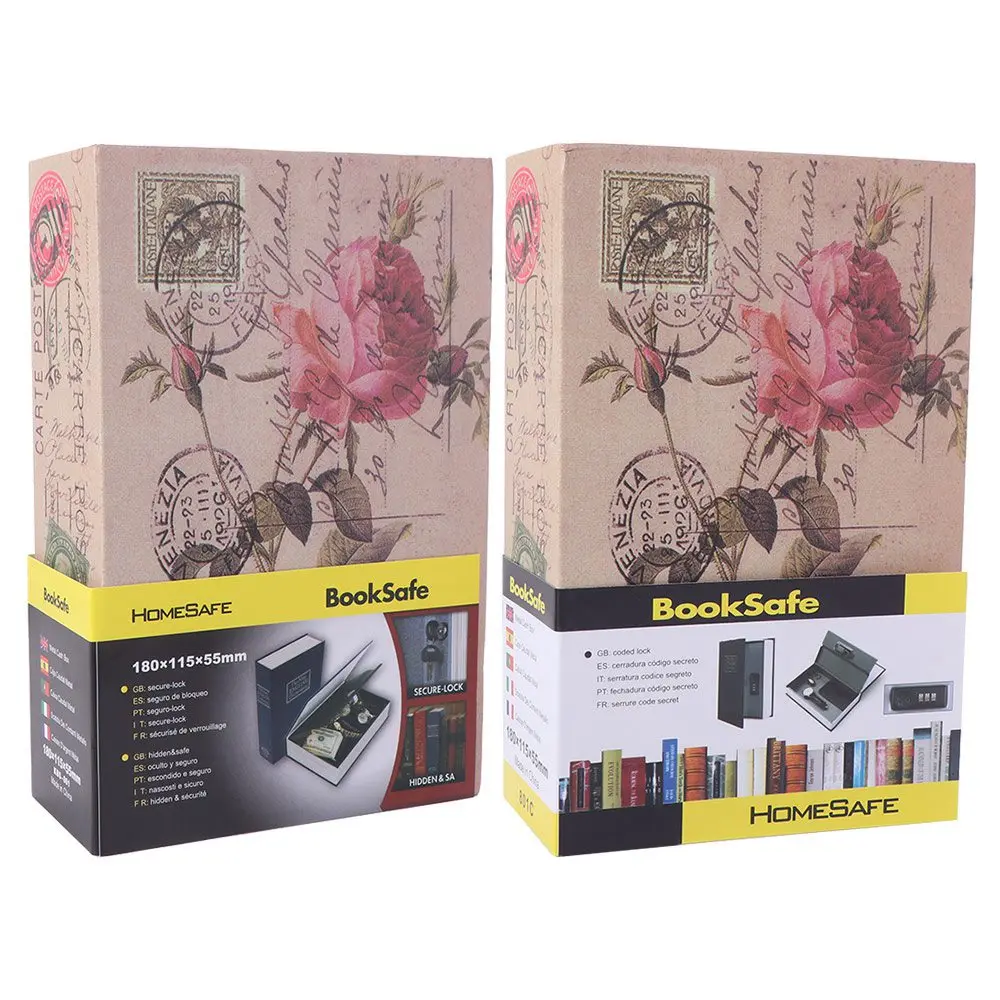Retro Book Shape Password Security Safe Box Analog Dictionary Anti theft Hidden Dictionary Book Rectangle Key Locker Office
