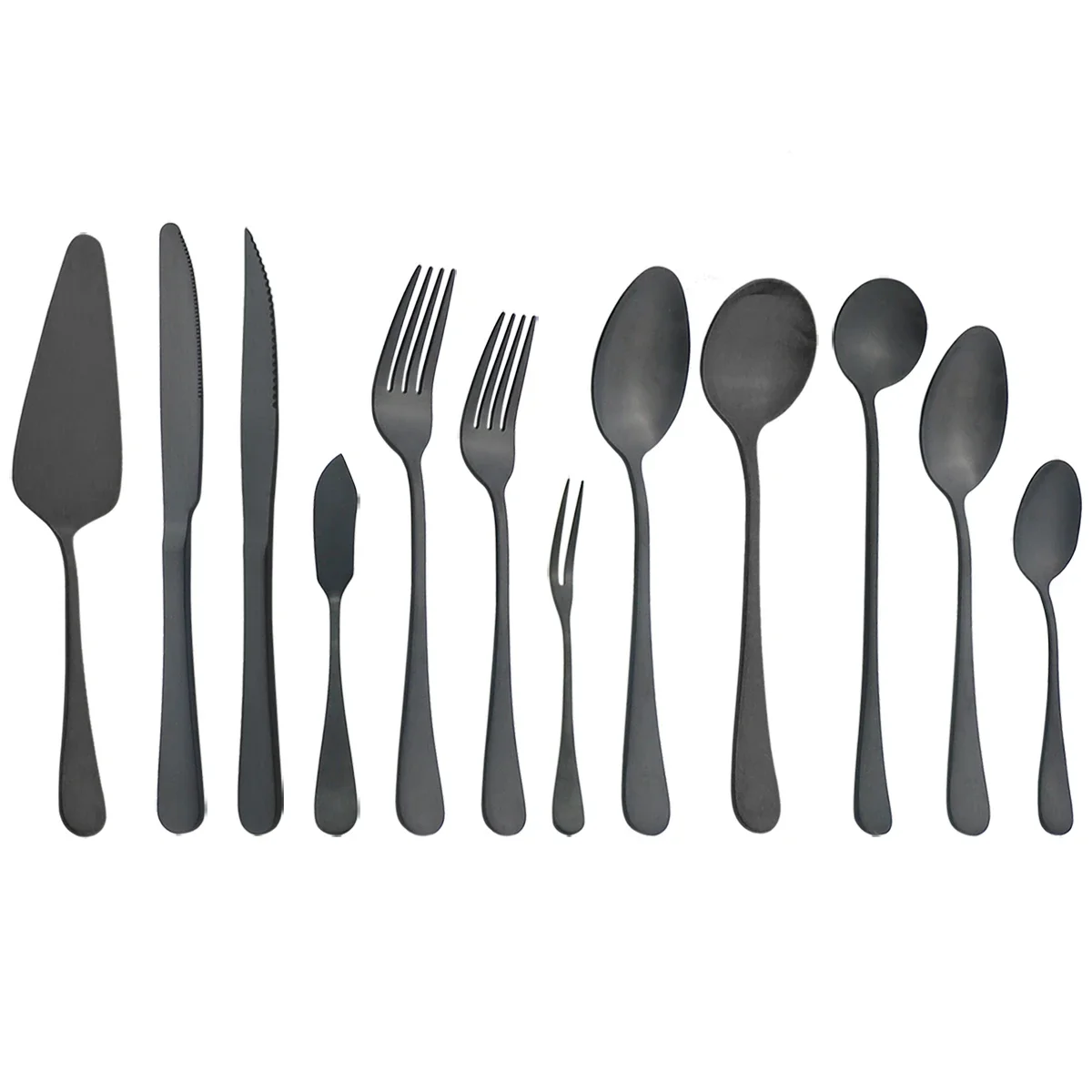 6Pcs Matte Black Dinnerware Cutlery Set Stainless Steel Silverware Butter Steak Knife Dessert Fork Spoon Flatware Tableware Set