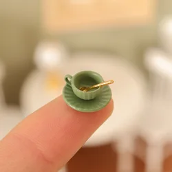 1set Mini Tea Cup Coffee Cup Dollhouse Kitchen Scene Hand Diy Miniature Simulation Set Scale Shooting Home Decor Ornaments Model