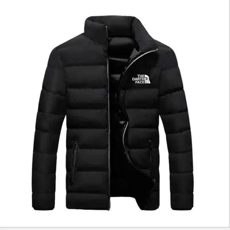 Jaqueta acolchoada com gola Stand masculina, Parker de inverno Fashion Zíper jackets for men luxury corta vento masculino