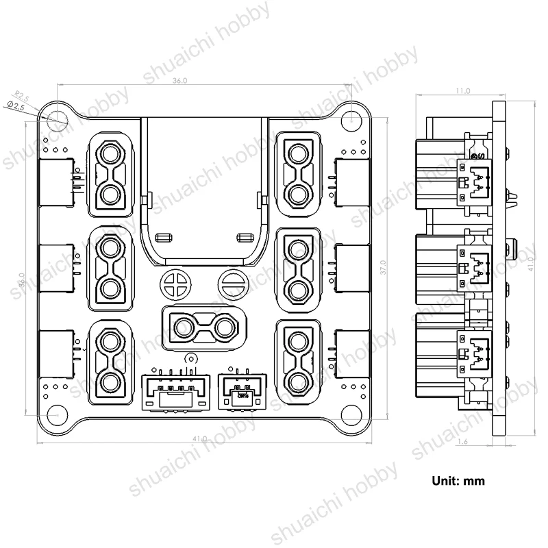 1PCS XT60 to XT30 PDB Multi-port Power Distribution Board GH1.25