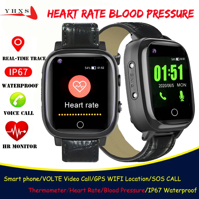 

Smart 4G Video Call Watch Elderly Old Parents Heart Rate Blood Pressure Monitor GPS Trace Locate Camera Android Phone Smartwatch