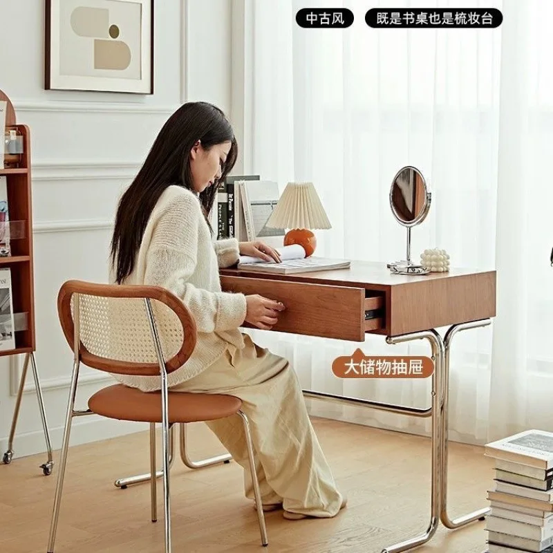 Solid wood desk, retro medieval small apartment home, Nordic simple computer