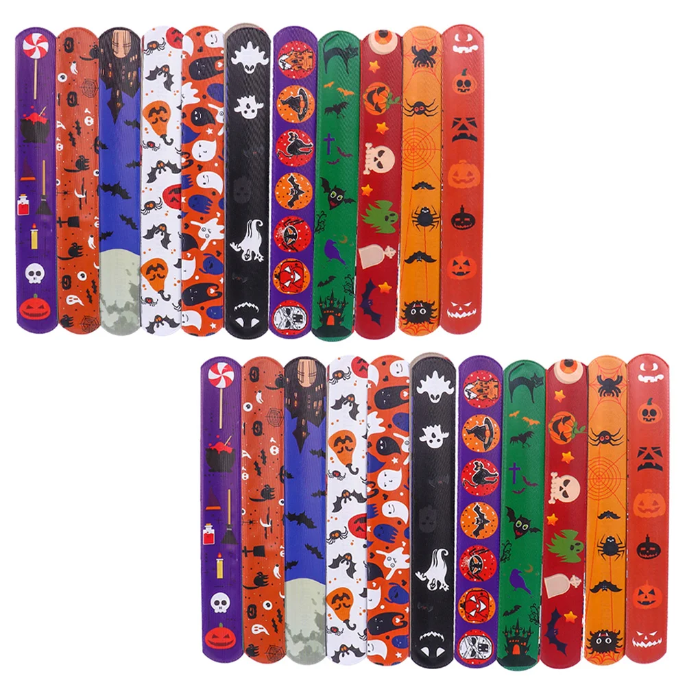 72 Pcs Halloween Toys Papa Circle Trick or Treat Gifts Kids Slap Bracelets Cartoon Bands for Child