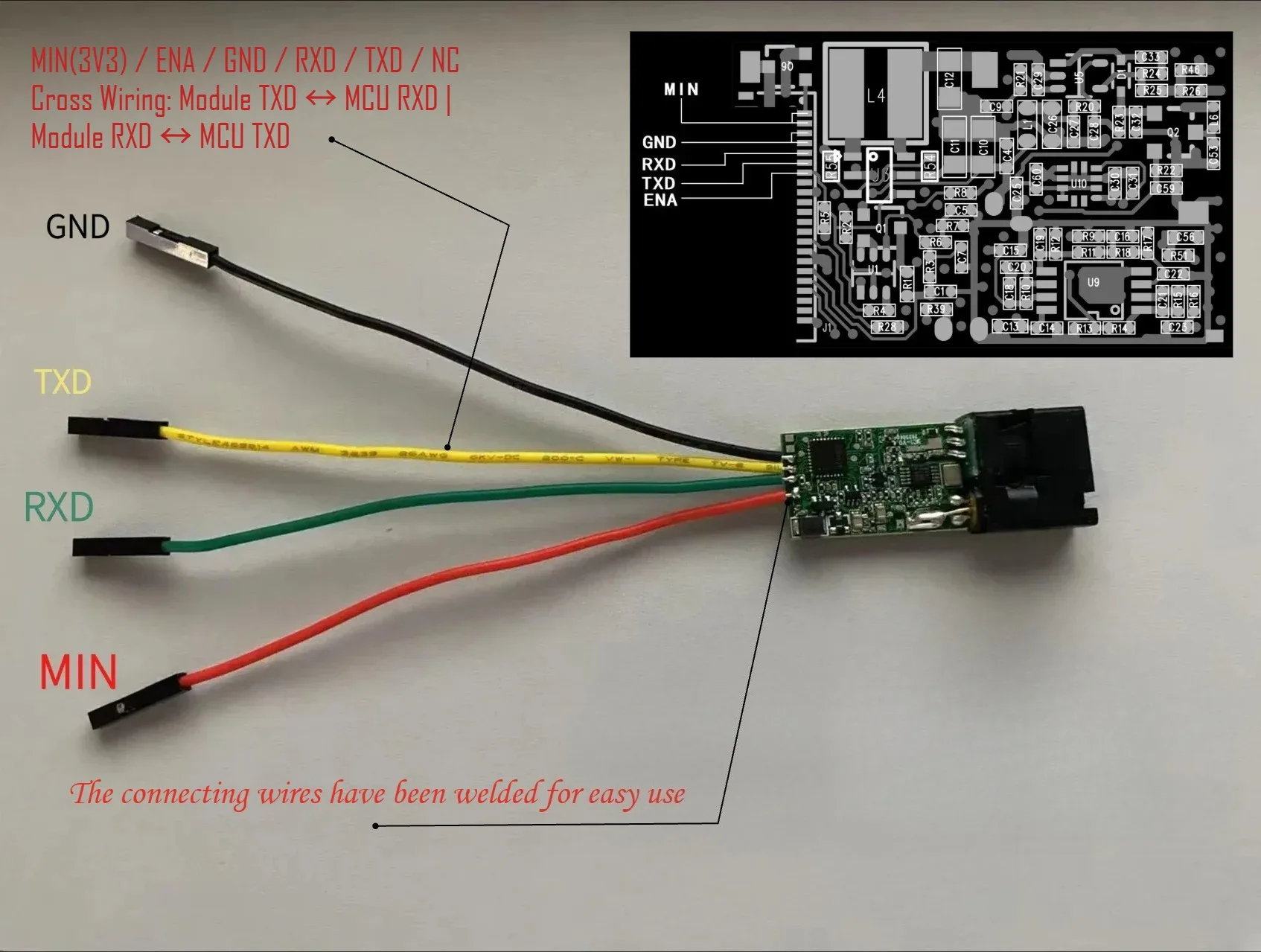 NEW Upgraded versionM01 50m Laser Distance Sensor Module 650nm Visible Red Light Laser Rangefinder UART Serial For ESP32 Arduino
