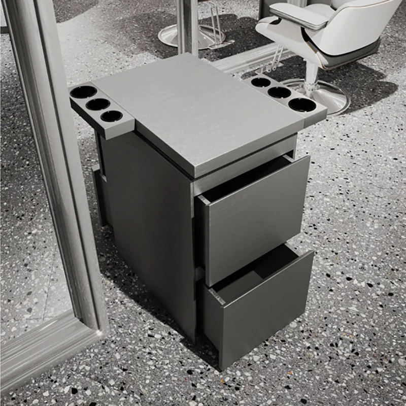 Barber Shop Tool Counter, Hair Salon Dedicated Stainless Steel Hairdressing Double-sided Cabinet