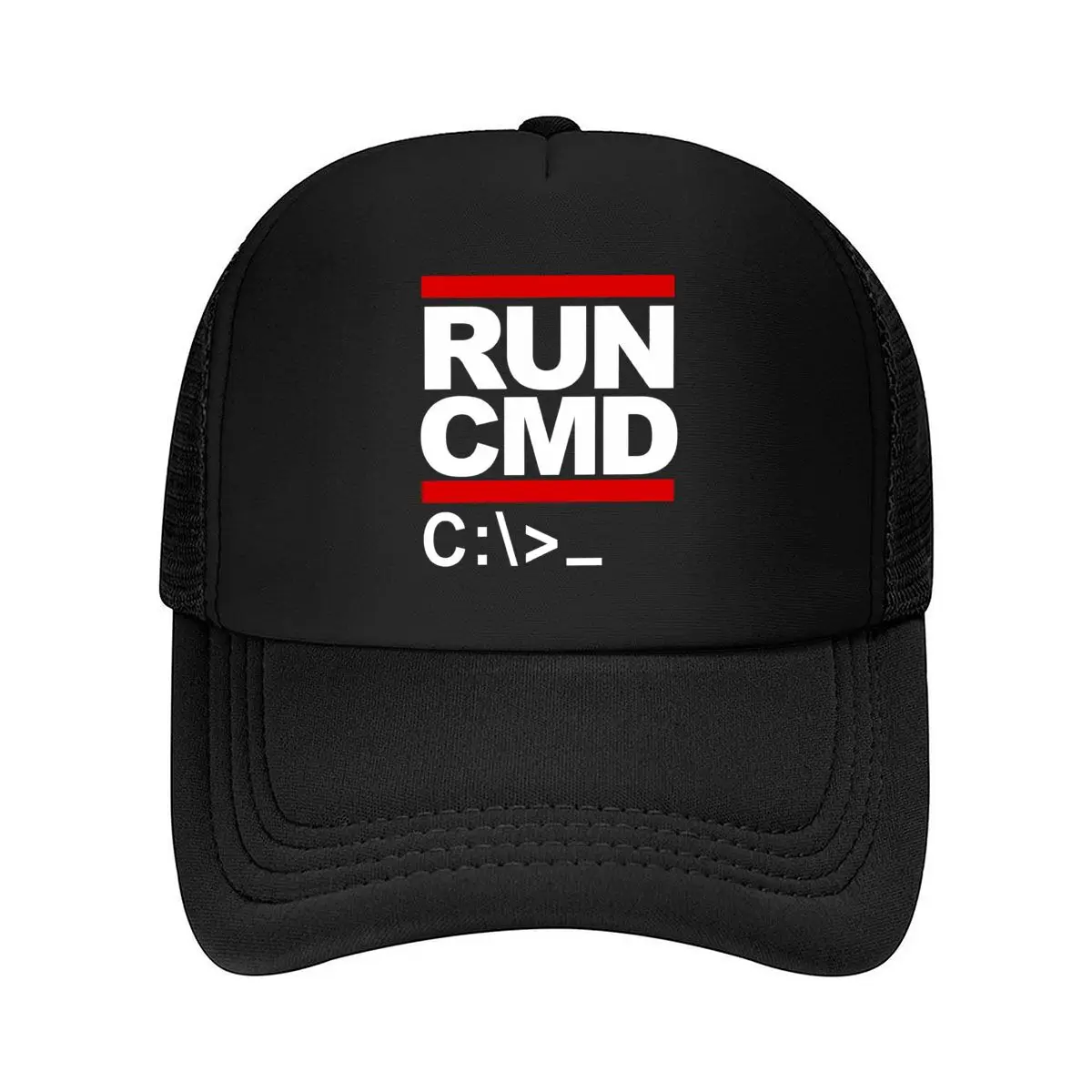 Run Cmd Computer Programmer Funny Graphic Mesh Baseball Cap Hip Hop