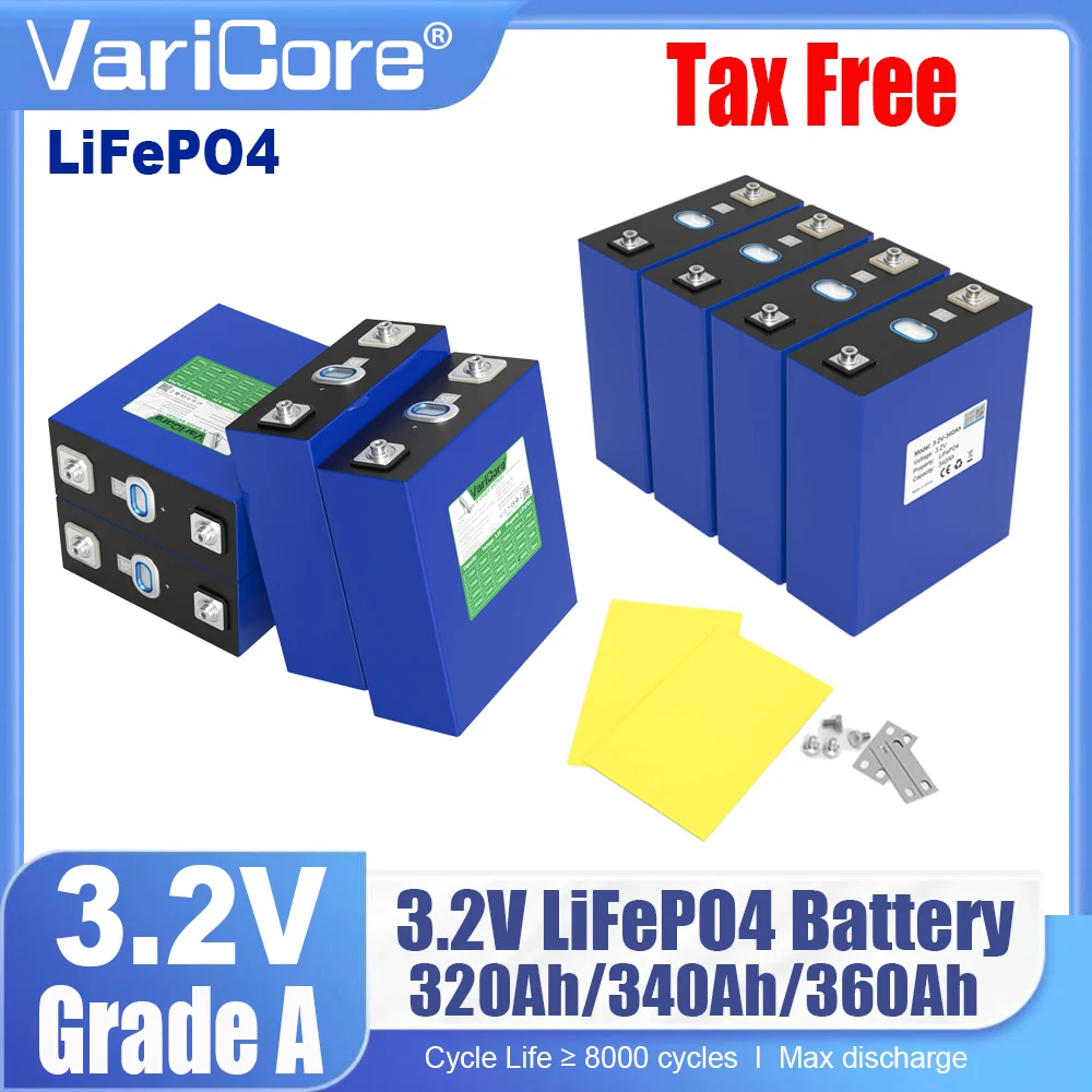

Литий-железо-фосфатный аккумулятор LiFePO4 3.2V 320Ah 340Ah 360Ah для 12V 24V 36V 48V систем, для путешествий, солнечных батарей, автодомов, класс А, без НДС