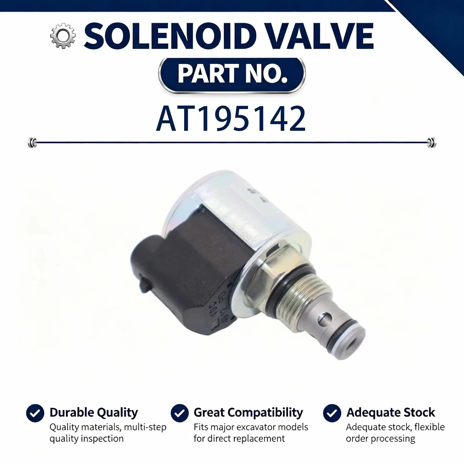 New 12V Solenoid Valve AT195142 Compatible for John Deere 710J 325J 310SJ 710G 310G Backhoe Loaders