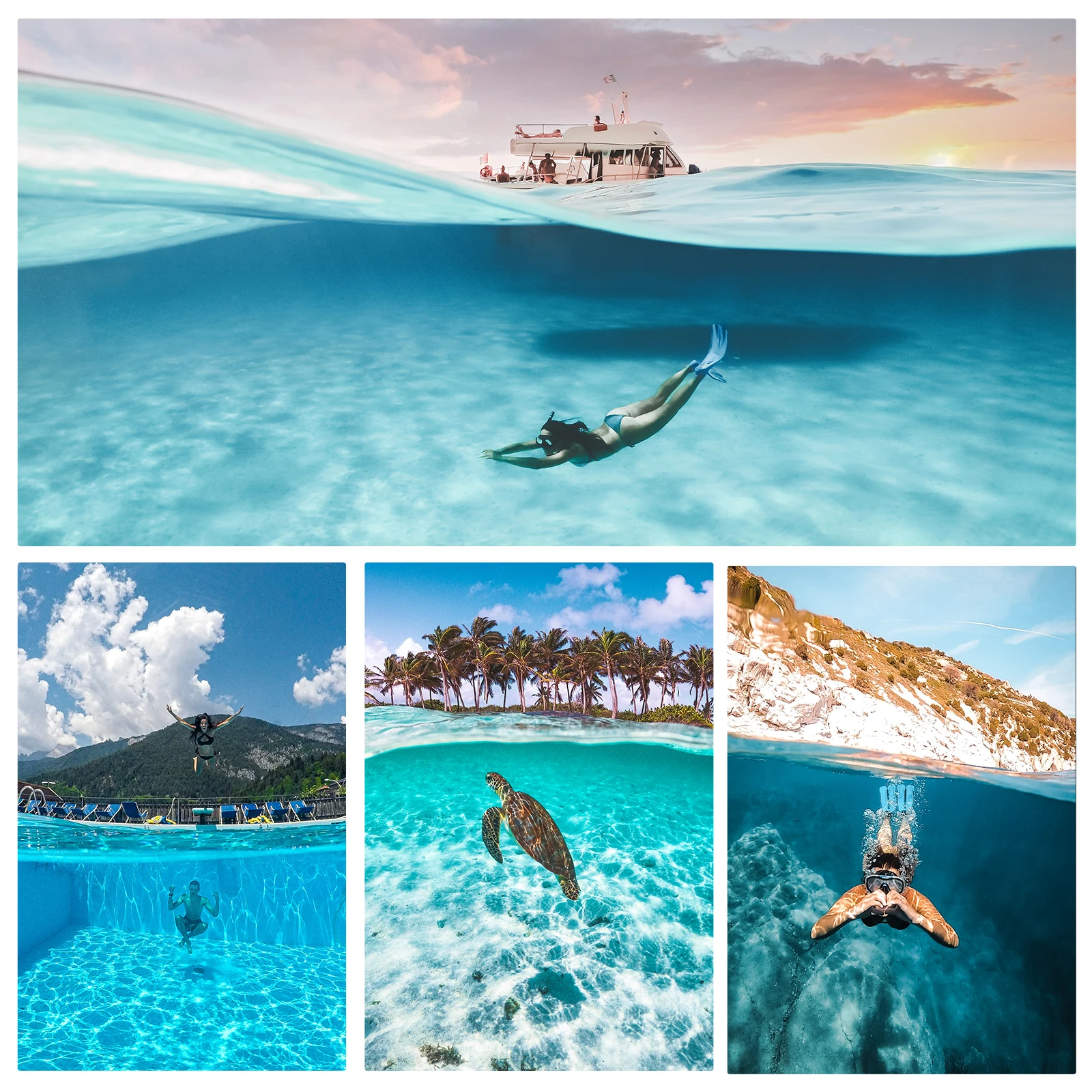 TELESIN 30M防水ドームポート水中ハウジングケース、フローティングハンドルトリガー付き、GoPro Hero 13 12 11 10 9 / DJI 3 4 5pro対応