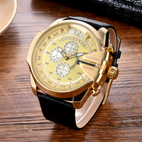 Big Dial Sport Men's Watches Cagarny Brand Luxury Quartz Golden Wristwatch Boys Male Gifts Waterproof Clock Relogio Masculino
