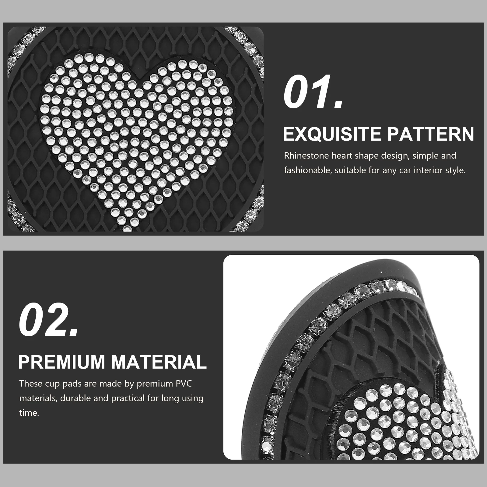 

2pcs Anti-Slip Coasters Heat-Resistant Silicone Pads For Car Cup Holder Round Tumbler Protective Bottle Mats Decorative Car