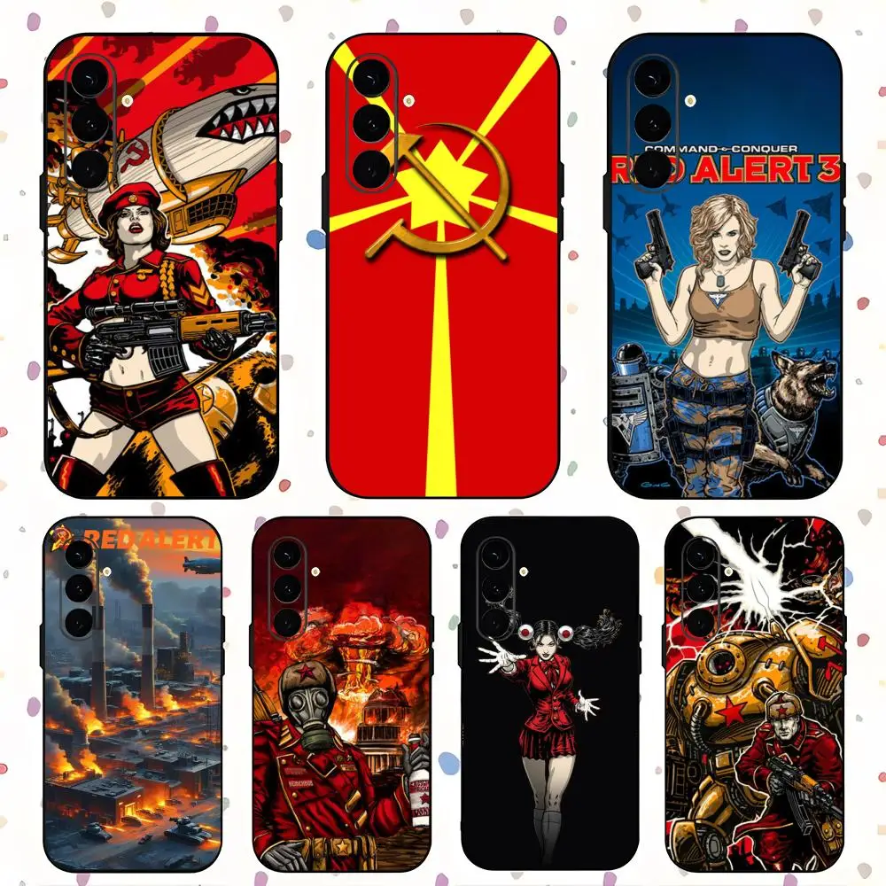Чехол для телефона в стиле ретро Red Alert Советский Союз для Samsung Galaxy S25 S24 S23 S22 S21 S20 Plus Ultra Note20, мягкий черный