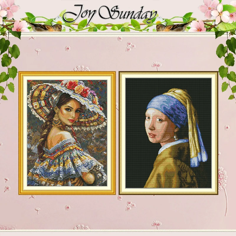 

Girl with a Pearl Earring Patterns Counted Cross Stitch Set 11CT 14CT 16CT Stamped DMC Cross-stitch Kit Embroidery Needlework