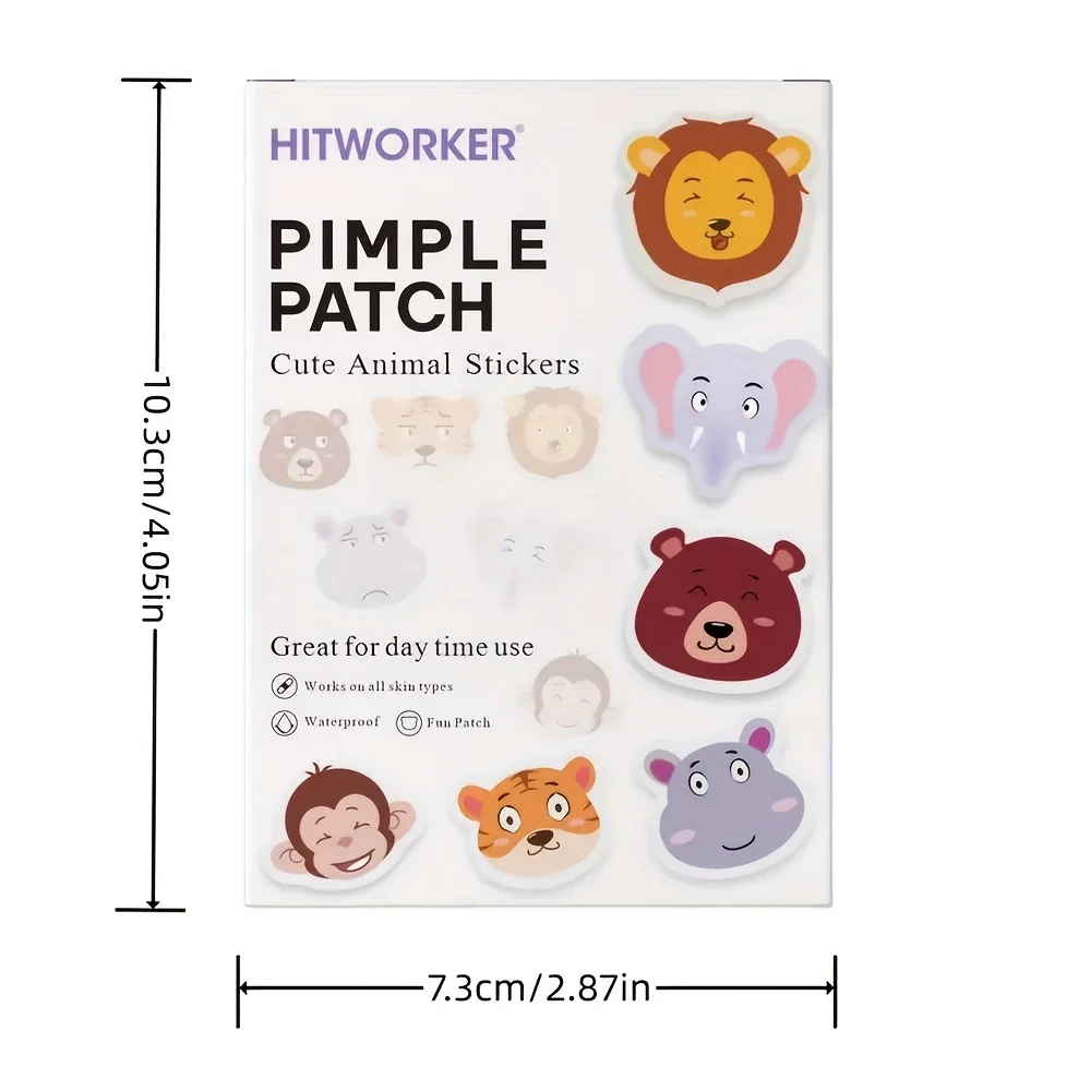 120 قطعة من رقع حب الشباب الحيوانية اللطيفة - ملصقات معالجة البقع ذات غطاء عيب غير مرئي، صندوق أبيض