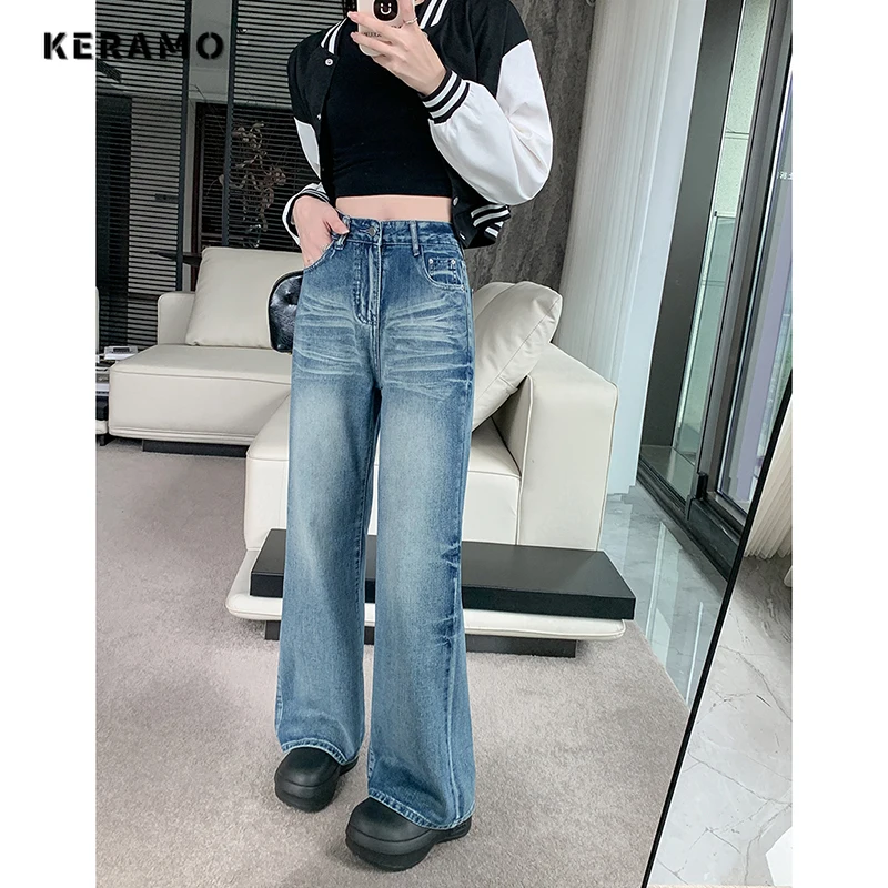 

Grunge 2000s Street Retro High Waist Jeans Vintage Casual Trashy Emo Pants Women's Sexy Y2K Eclectic Full Length Denim Trouser