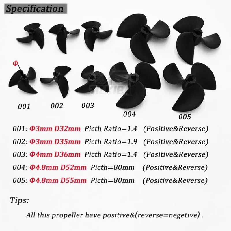 1pair Rc Boat Propeller 3 Blades Nylon Propellers For 3mm/4mm/4.8mm Shaft Rc Boat 3 Blade Plastic Paddles DIY RC Toy Parts