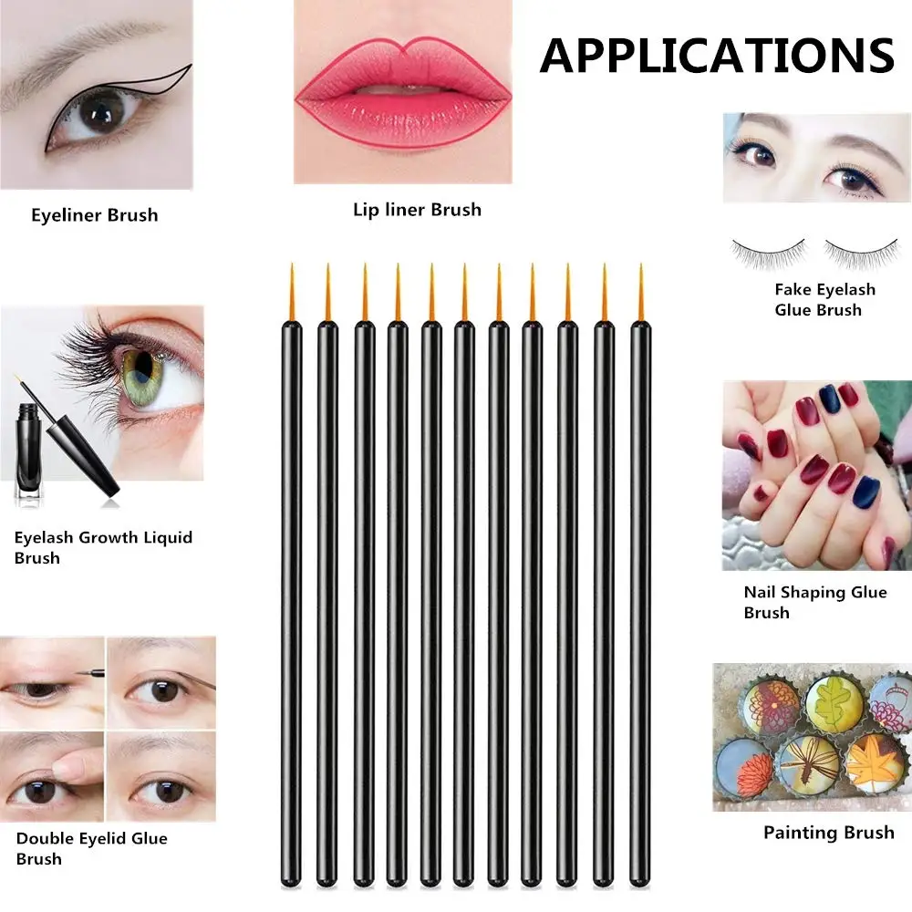 100 Pcs Disposable Eyeliner Makeup Brushes With Covers On the Hair Makeup Eye Liner Tools Wands Applicator