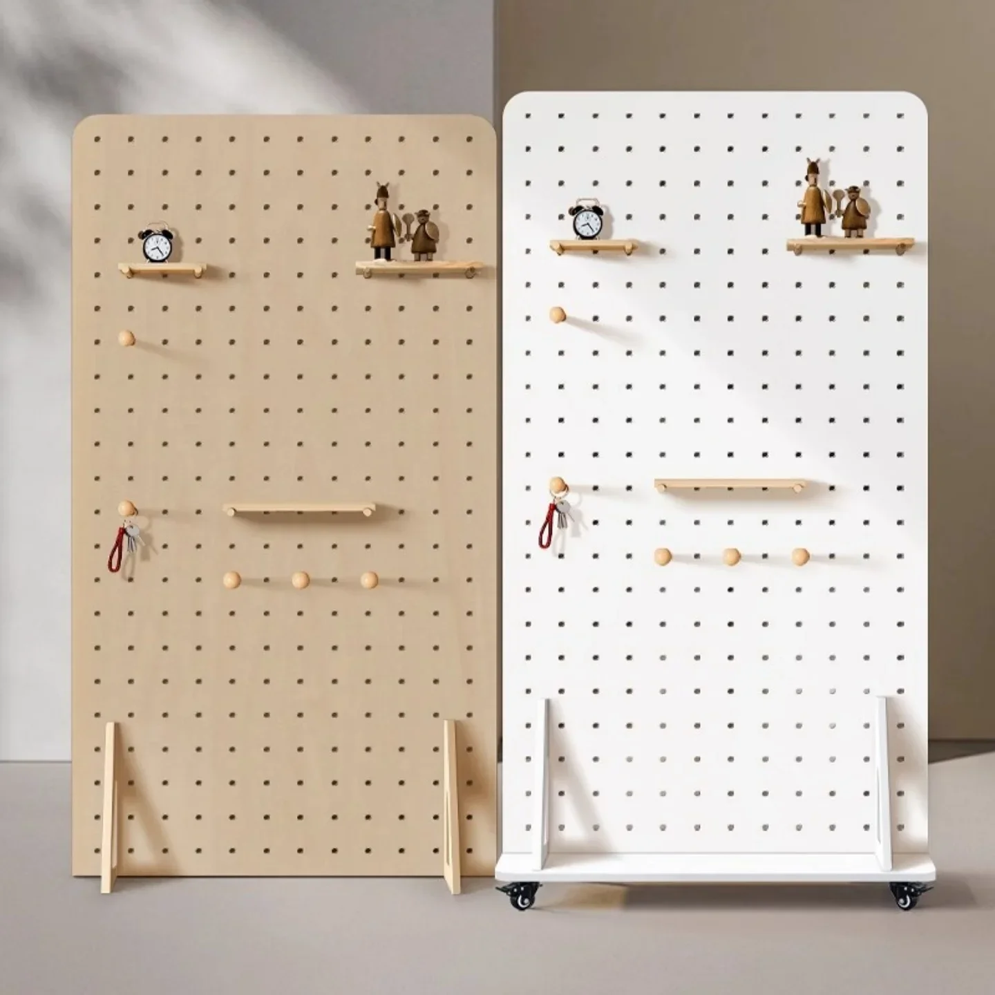 Screen partition Nordic Japanese movable, simple entrance floor rack vertical simple hole board display stand