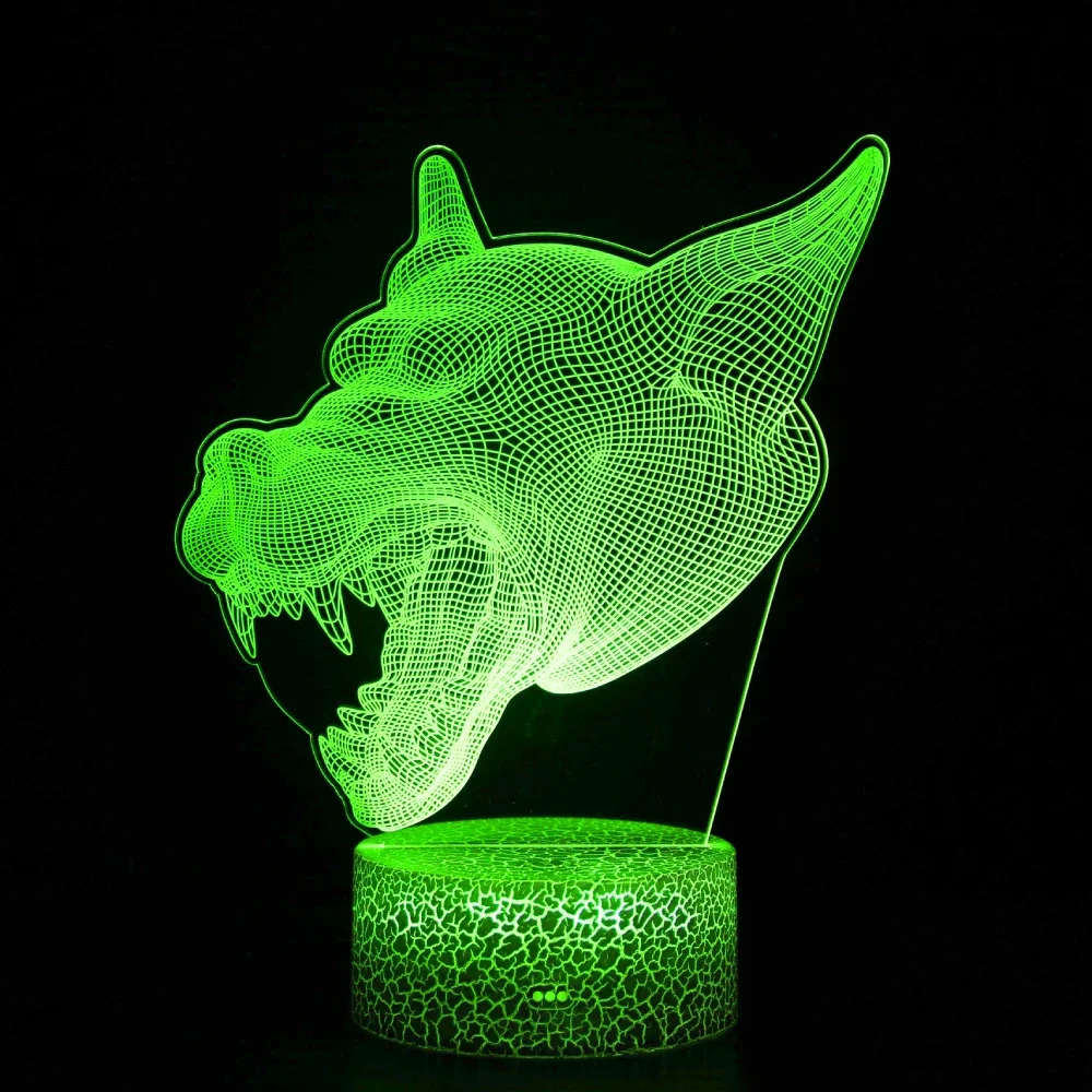 Lampka nocna Nightdn Wolf dla dzieci Akrylowa lampa LED 3D Illusion 7-kolorowa zmiana świątecznego prezentu urodzinowego dla chłopców Lampka nocna do pokoju