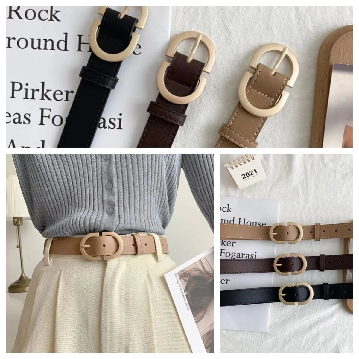 Einfacher Damengürtel mit goldener Schnalle, Damenmode, lässig, schwarz, Designer-Gürtel, Damen-Taillengürtel für Jeans, Bekleidungszubehör
