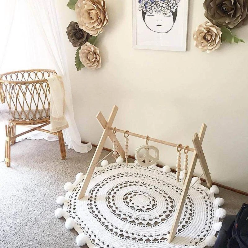 J15U 1 مجموعة الشمال الكرتون الطفل خشبية أرنب الأذن اللعب قلادة الصالة الرياضية اللياقة البدنية الرف أطقم