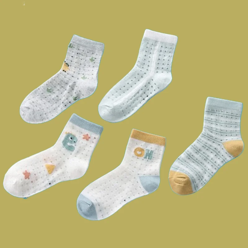 

5/10 Pairs 2024 New Summer Children's Socks Thin Cotton Baby Socks Hole Breathable Mesh Socks Six Fingers Mouse Children's Socks