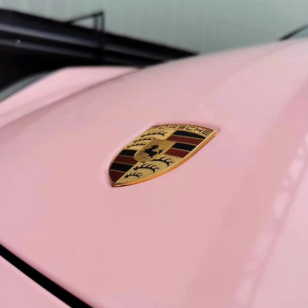 Peach Pink Full Car Wrap Super Gloss Crystal Carbon Fibre Bonnet Wrap