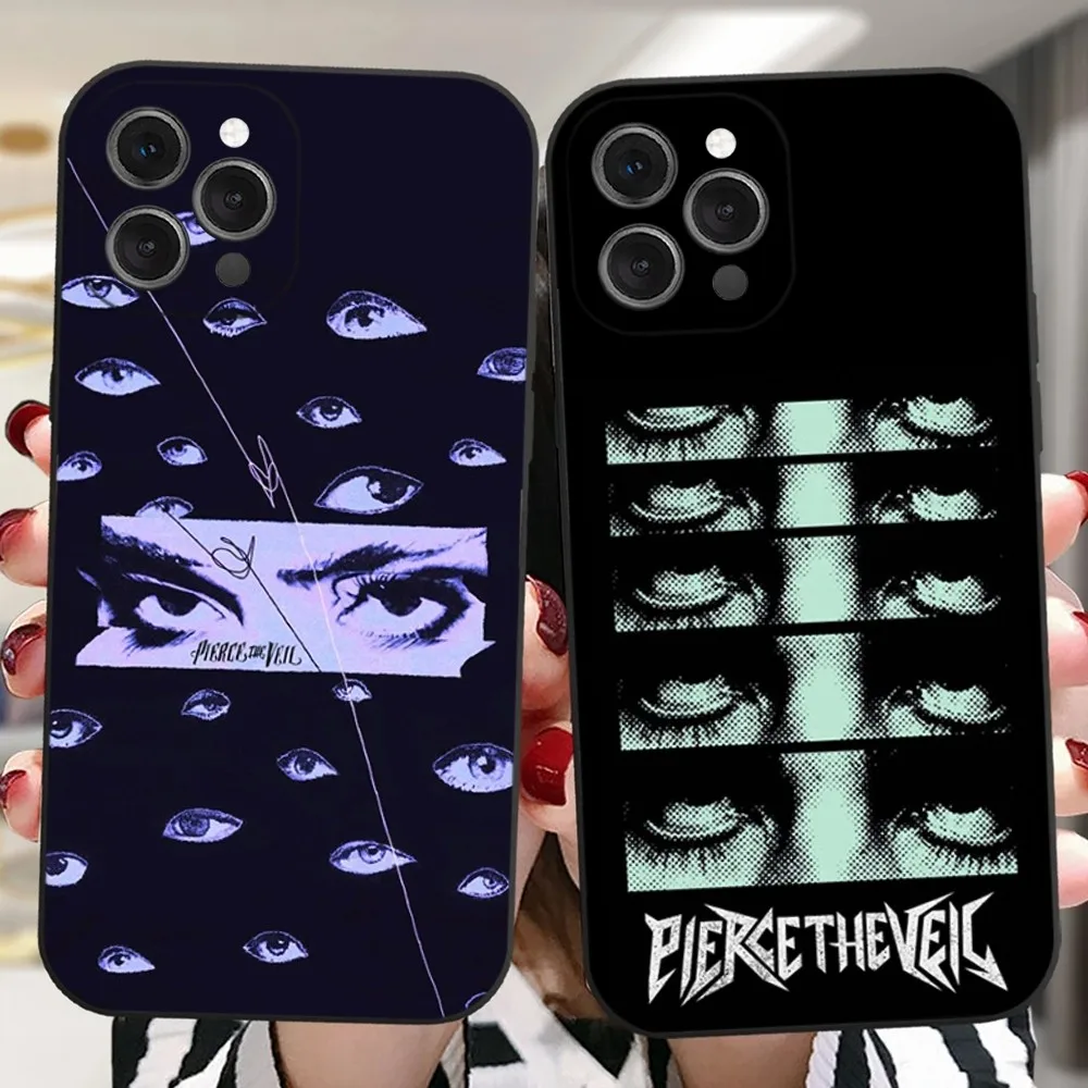 

Band P-Pierce The V-Veil Phone Case For iPhone 16,15,14,13,12,11 Plus,Pro,Max,XR,XS,X,7,8 Plus,SE,Mini Silicone Soft