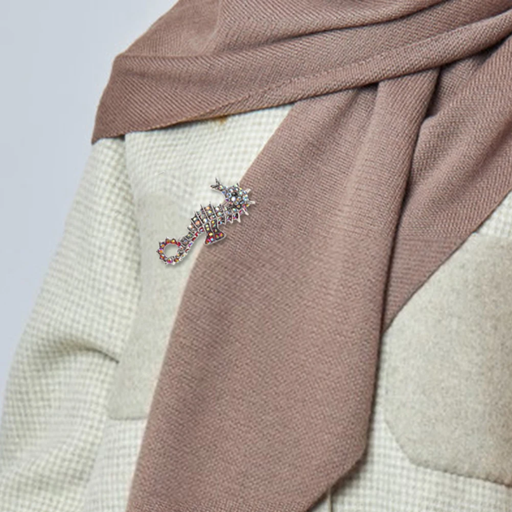 

2pcs Brooch Rhinestone Dress Women Enamel Vintage Animal Lapel Pin Alloy Jewelry Crystal Necklace Clothing Brooch Sea