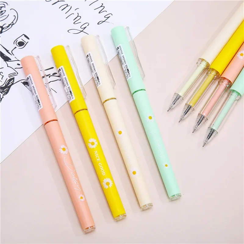 

30 шт., шляпа с ромашками, вытягивающая полную иглу, нейтральная ручка, креативный макарон, студенческая тестовая ручка